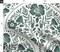 Dark Teal Floral Block Print Botanical Cottagecore Linocut Moody Scalloped Flowers Custom Printed Fabric by Spoonflower Various Fabrics by the Yard or Fat Quarter
